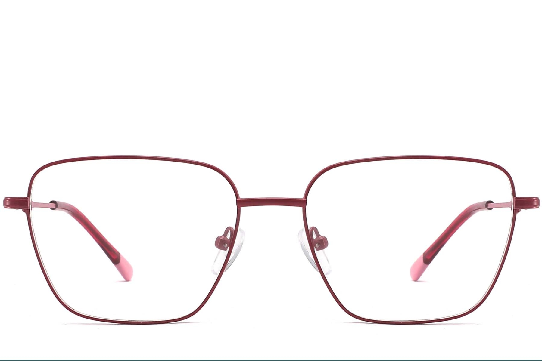 BS2425-0300_Red_Rectangular_Metal_Glasses_front