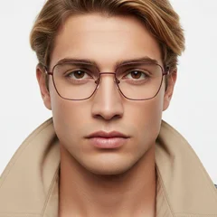 Rectangular Red Metal Glasses #BS2425-0300