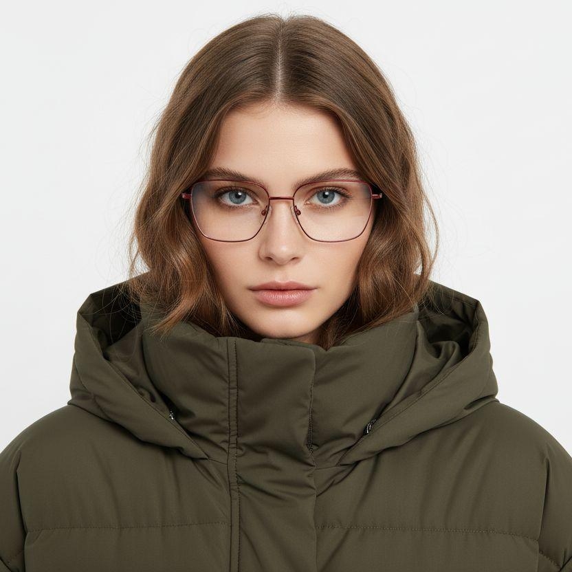 Rectangular Red Metal Glasses #BS2425-0300