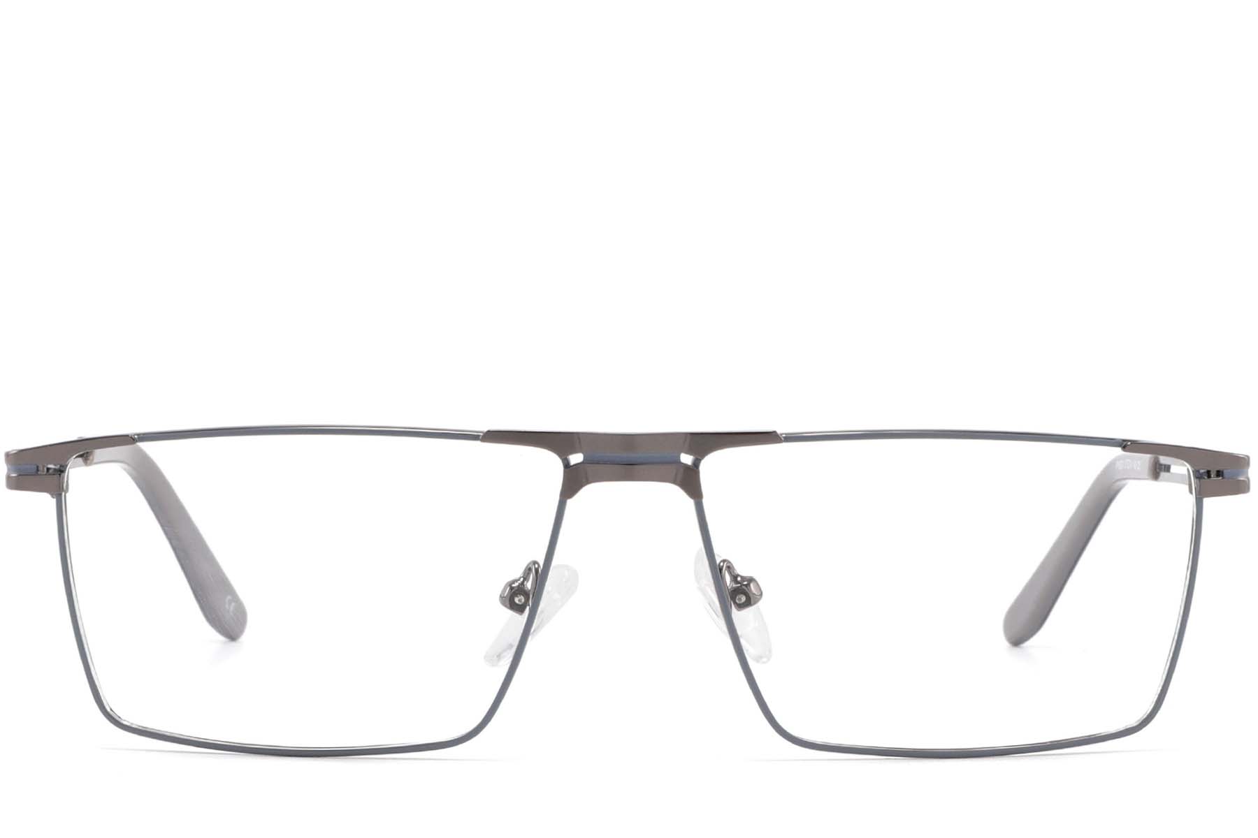 BS2425-0325_Grey_Rectangular_Metal_Glasses_front