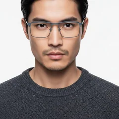 Rectangular Grey Metal Glasses #BS2425-0330