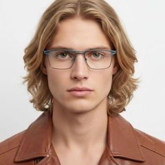 Rectangular Blue Metal Glasses #BS2425-0336