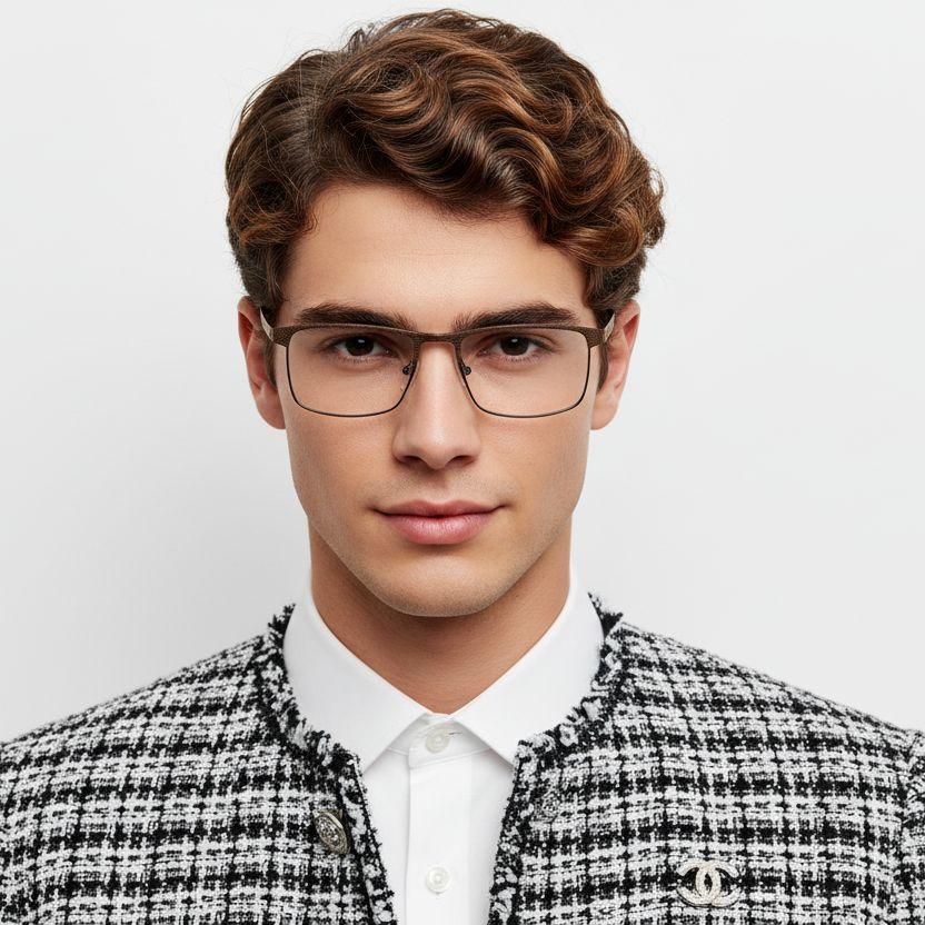 Gafas rectangulares de metal negro #BS2425-0340