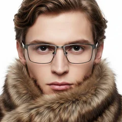 Rectangular Grey Metal Glasses #BS2425-0349