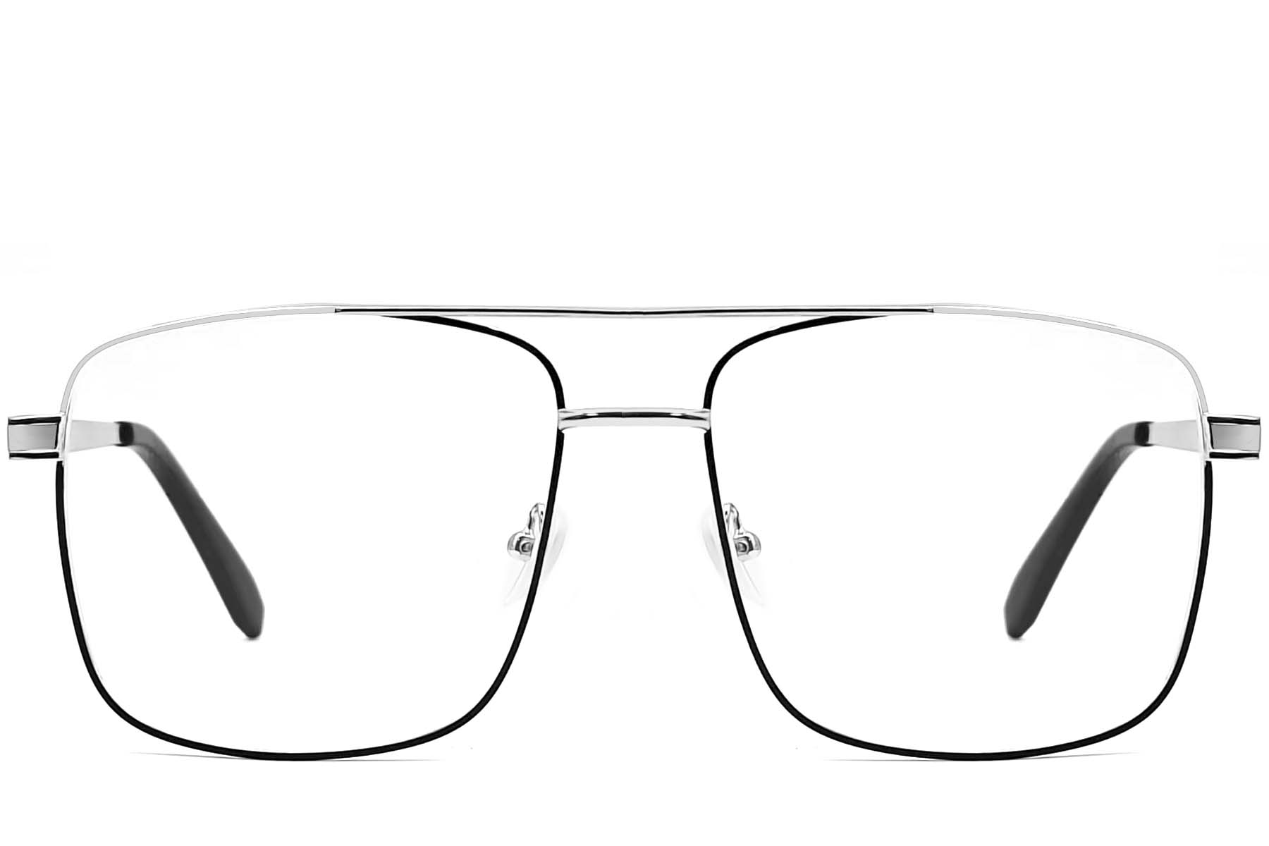 BS2425-0358_Silver_Aviator_Metal_Glasses_front