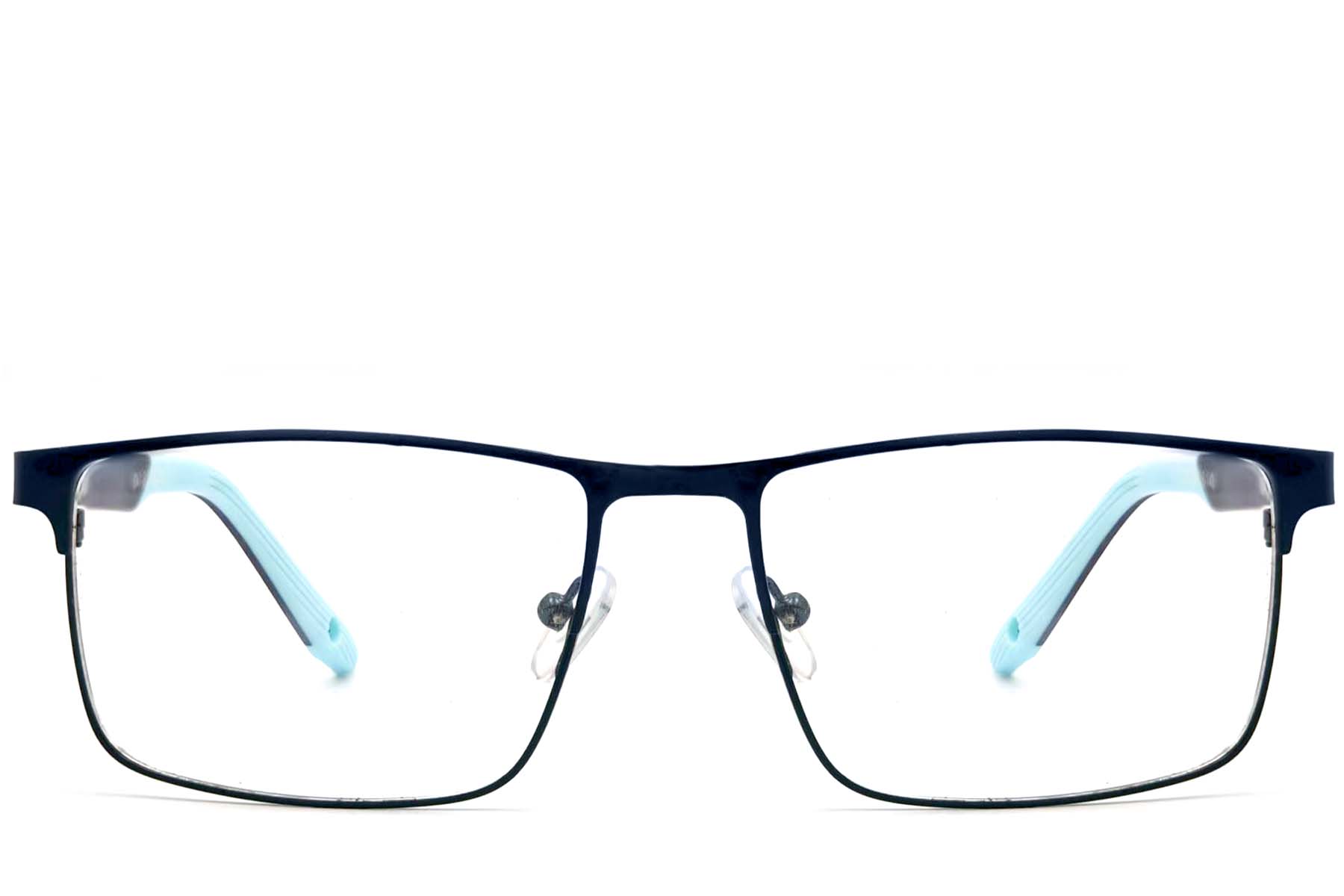 BS2425-0376_Blue_Rectangular_Metal_Glasses_front