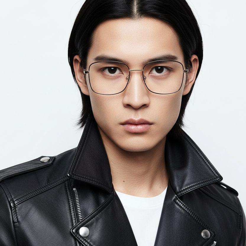 bs2425-0420_black_rectangular_metal_glasses_model