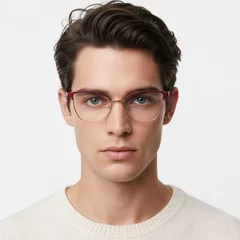BS2425-0427_Red_Oval_Metal_Glasses_model