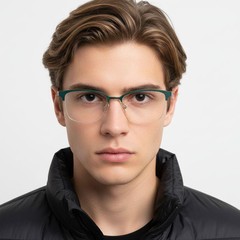 bs2425-0450_green_semi-rimless_metal_glasses_model