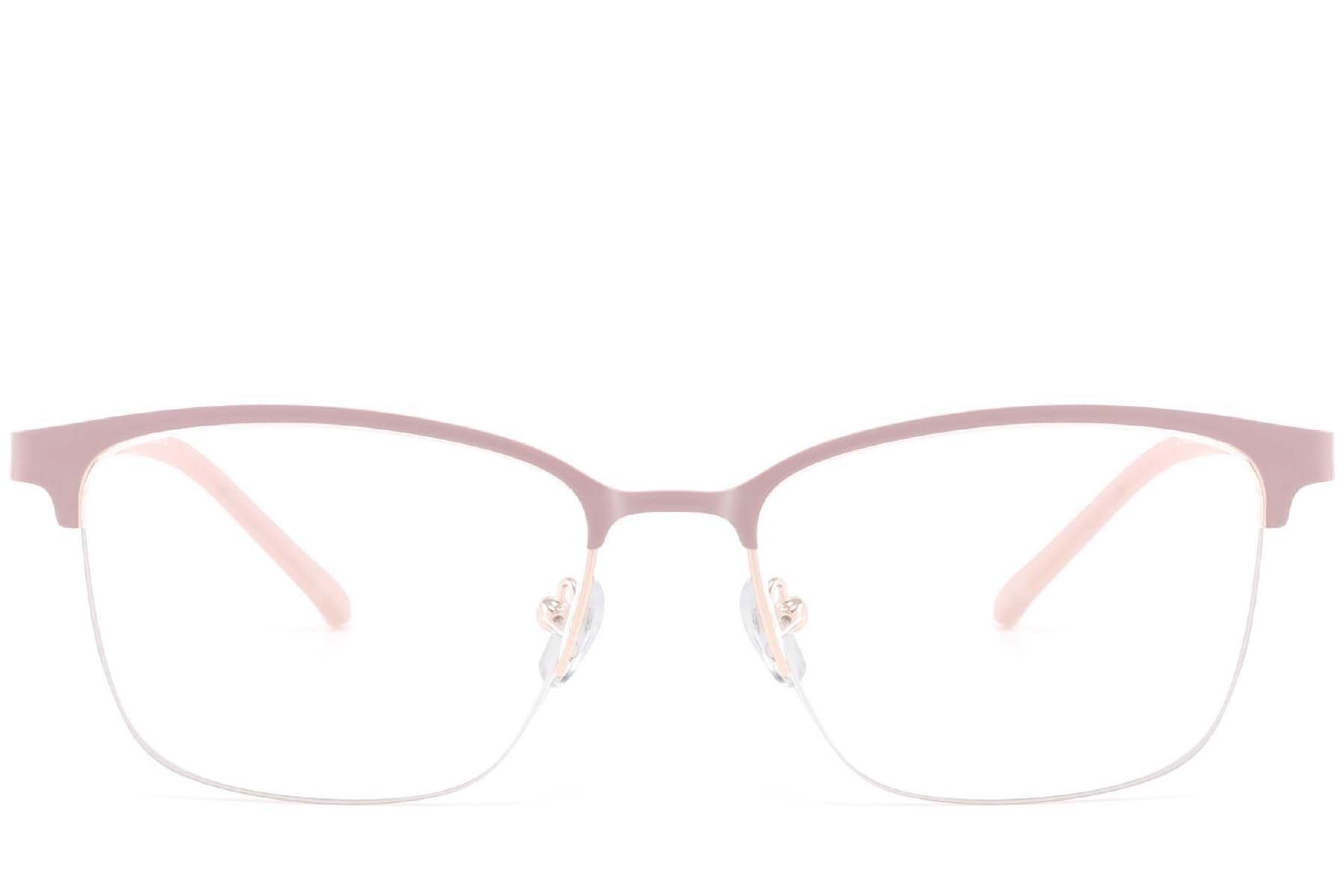 BS2425-0451_Pink_Semi-rimless_Metal_Glasses_front