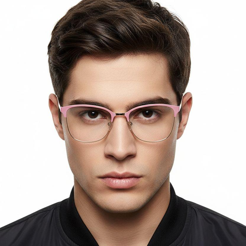 BS2425-0472_pink_rectangular_metal_glasses_model