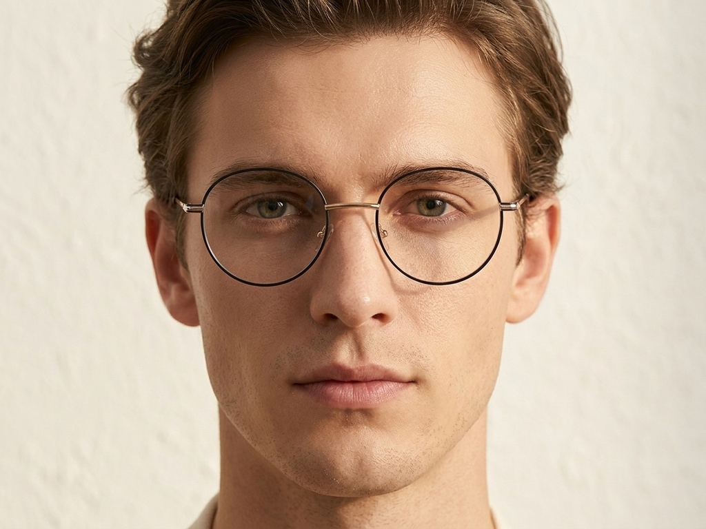 BS2425-0540_Black_Oval_Metal_Glasses-tryon_male