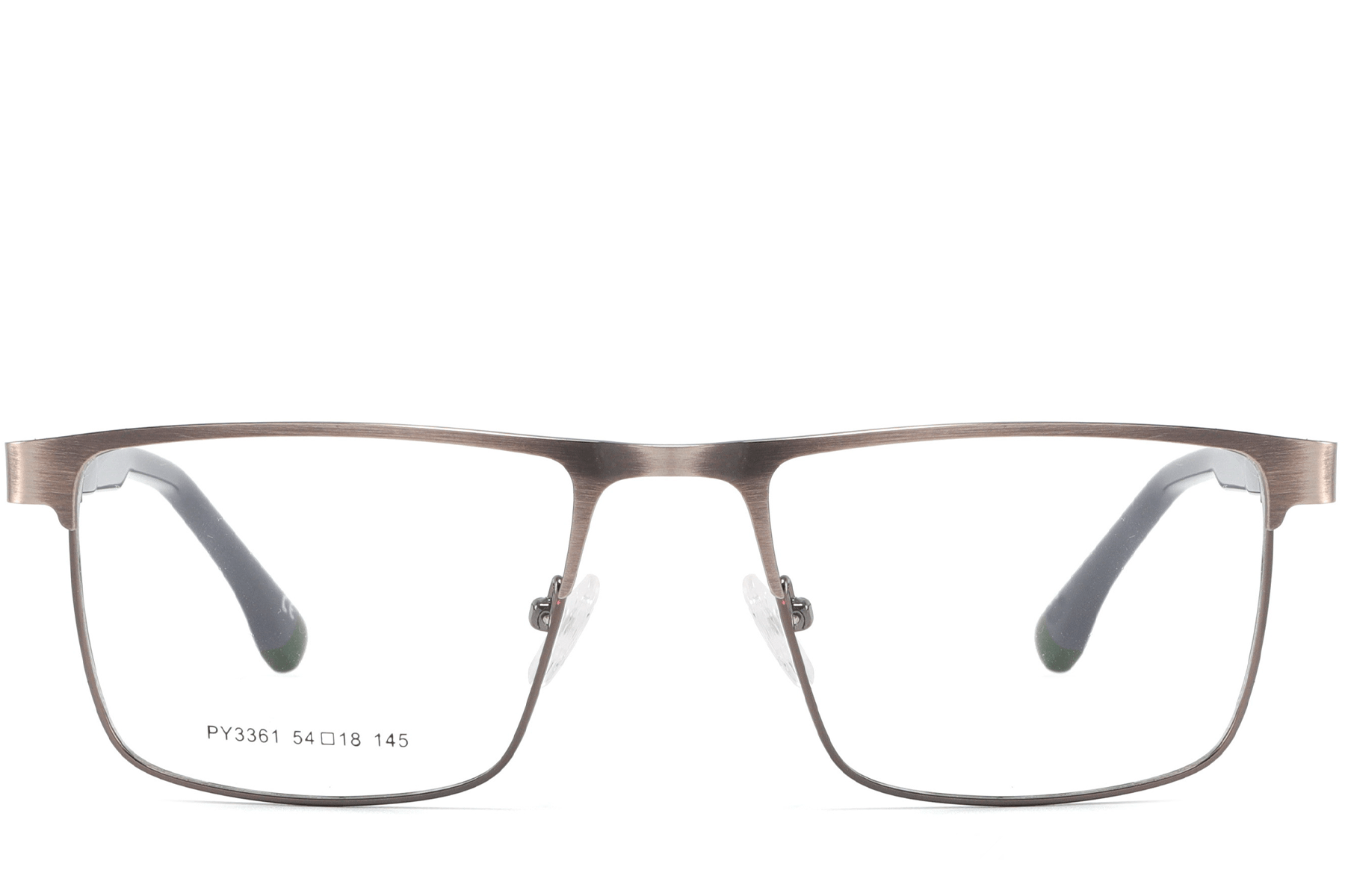 BS2425-0592_Silver_Rectangular_Metal_Glasses_front