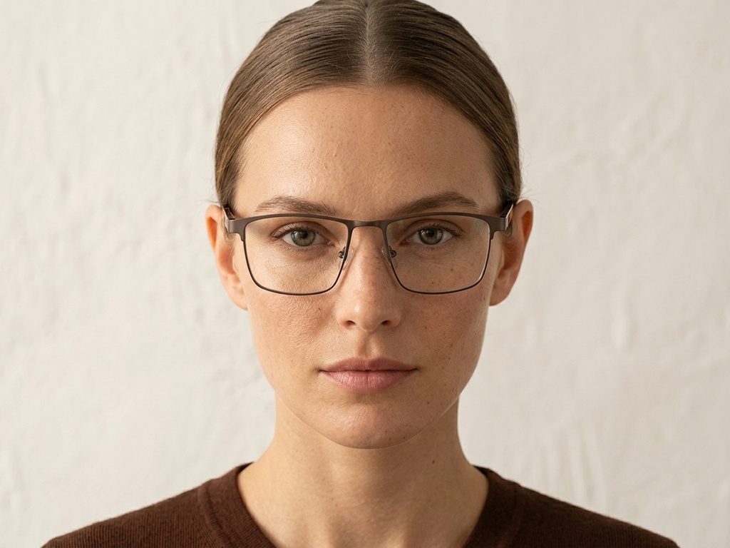 BS2425-0596_Brown_Rectangular_Metal_Glasses_corner-tryon_female