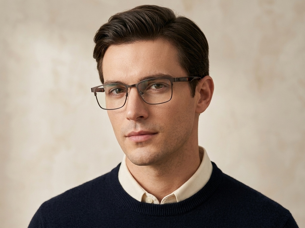 BS2425-0601_Brown_Rectangular_Metal_Glasses-tryon_male