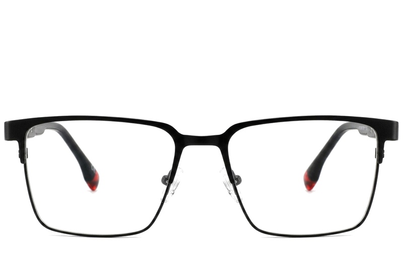 BS2425-0603_Black_Rectangular_Metal_Glasses_corner-front