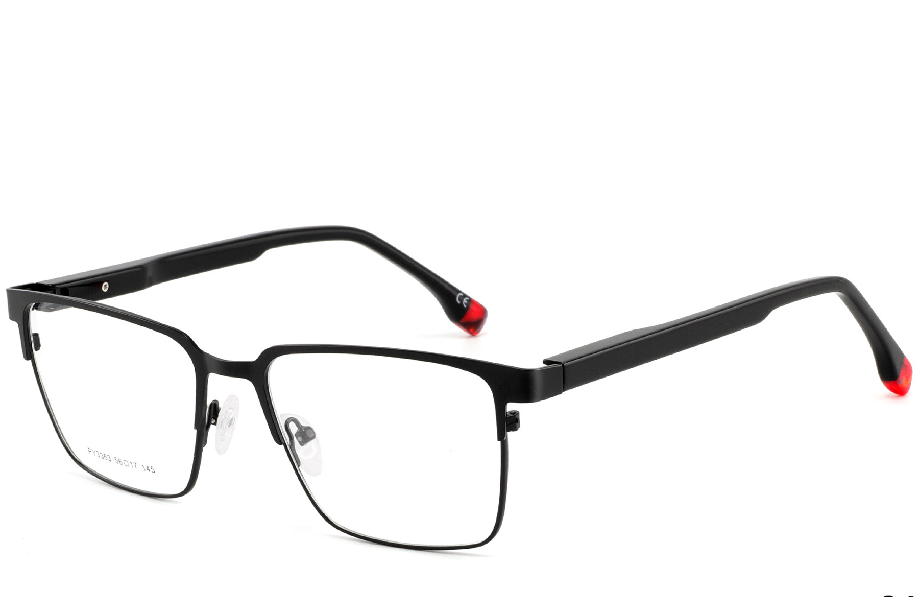 BS2425-0603_Black_Rectangular_Metal_Glasses_corner