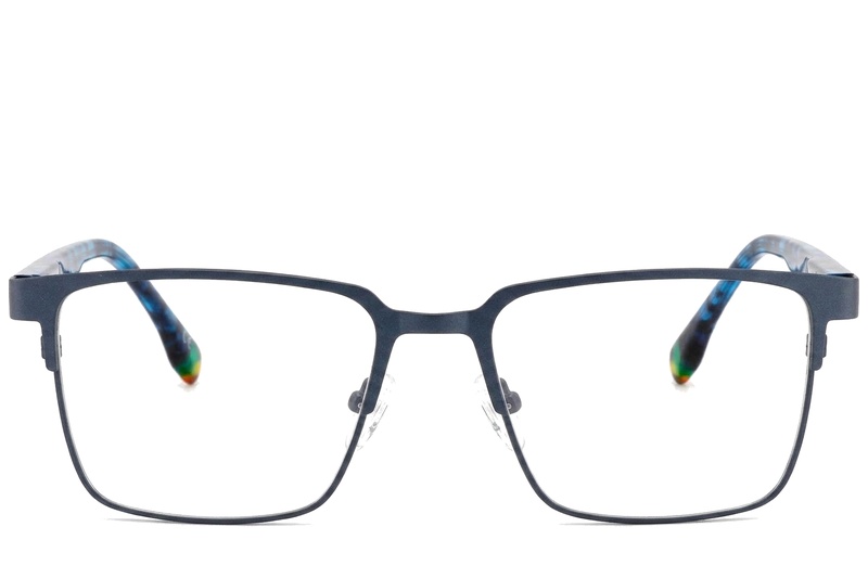 BS2425-0604_Blue_Rectangular_Metal_Glasses_corner-front