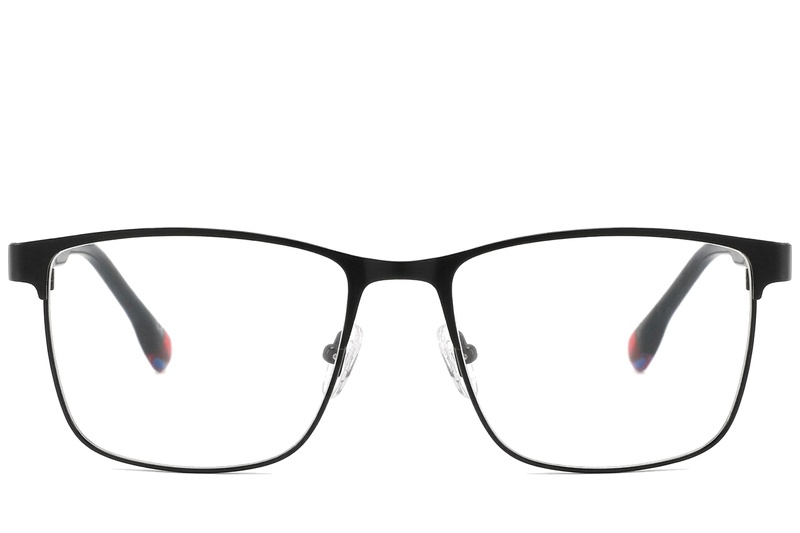 BS2425-0608_Black_Rectangular_Metal_Glasses_corner-front