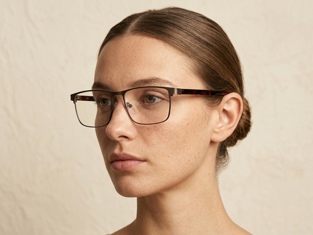 BS2425-0619_Brown_Rectangular_Metal_Glasses_corner-tryon_female