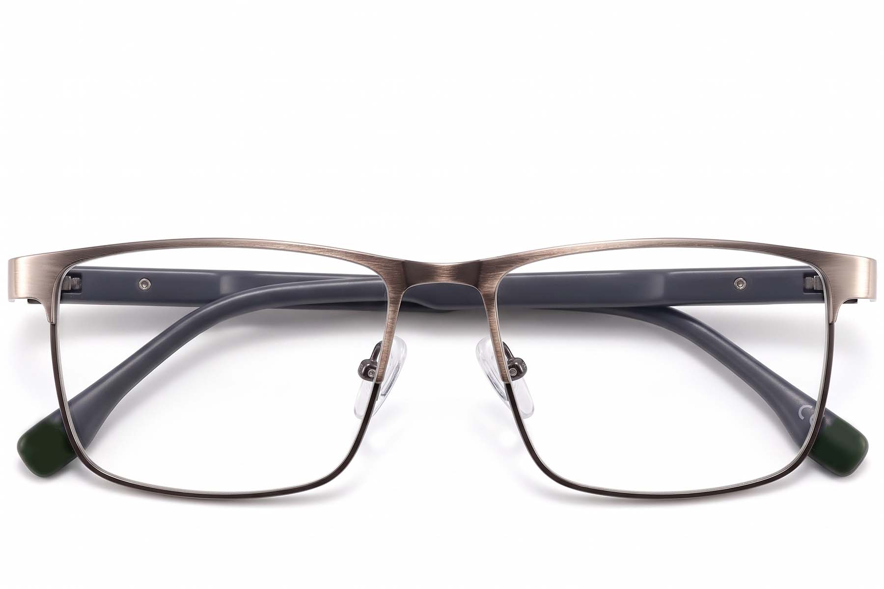 BS2425-0620_Silver_Rectangular_Metal_Glasses-front