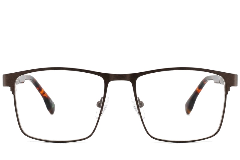 BS2425-0624_Brown_Rectangular_Metal_Glasses_corner-front