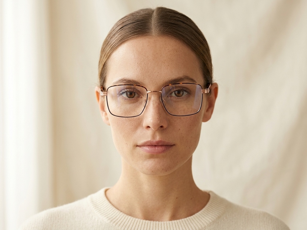 BS2425-0635_Golden_Rectangular_Metal_Glasses_corner-tryon_female