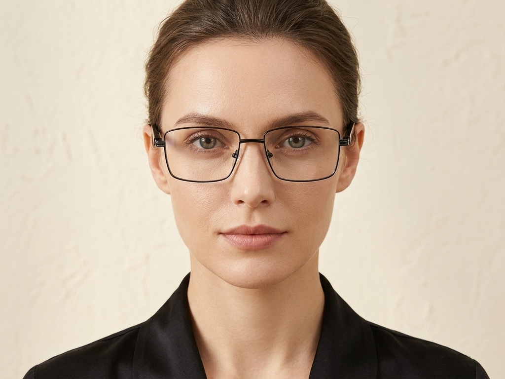 BS2425-0638_Black_Rectangular_Metal_Glasses_corner-tryon_female