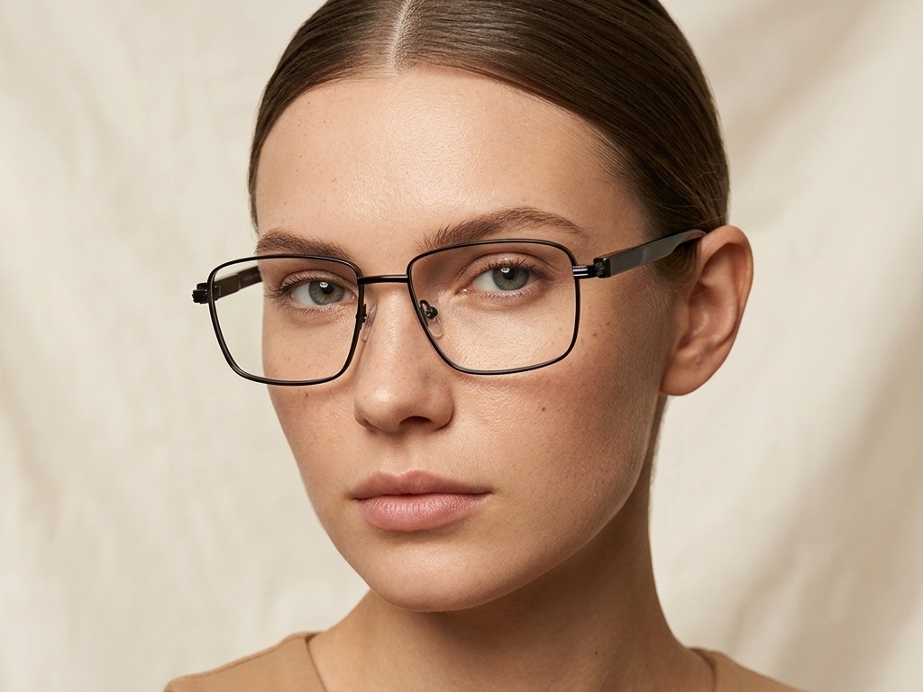 BS2425-0644_Black_Rectangular_Metal_Glasses_corner-tryon_female