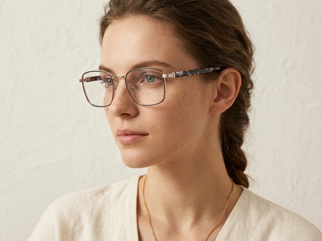 BS2425-0658_Golden_Rectangular_Metal_Glasses_corner-tryon_female