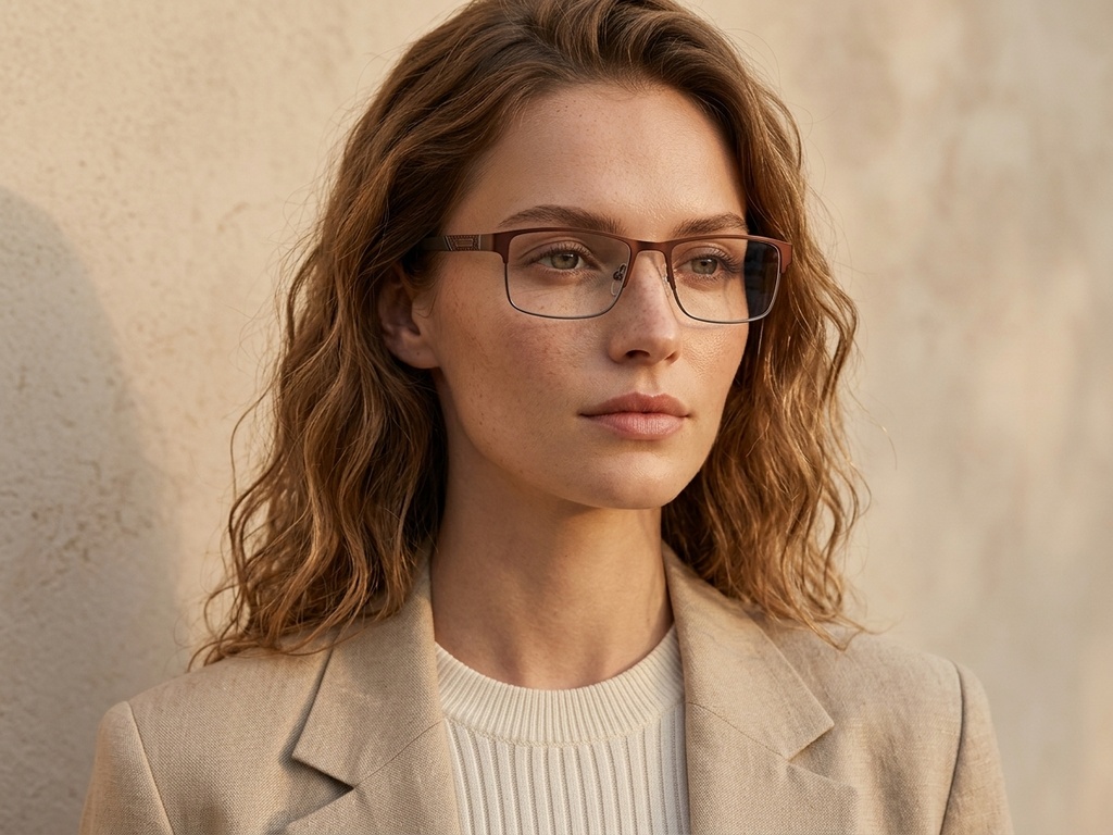 BS2425-1140_Brown_Rectangular_Metal_Glasses_corner-tryon_female