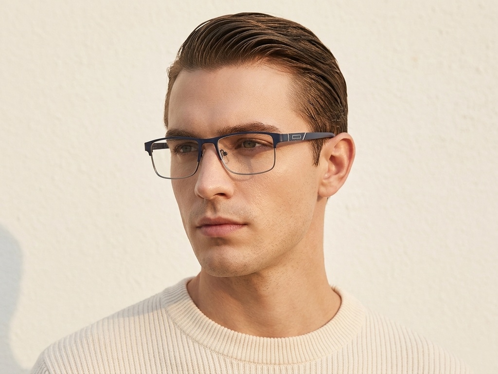 BS2425-1142_Blue_Rectangular_Metal_Glasses_corner-tryon_male