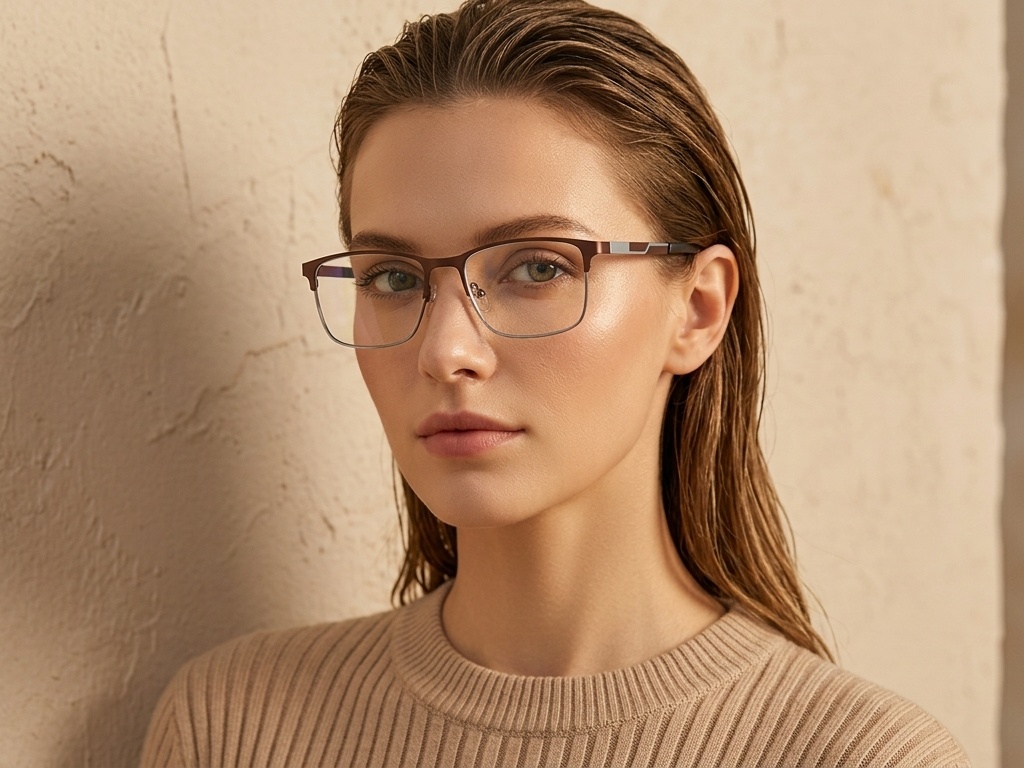 BS2425-1144_Brown_Rectangular_Metal_Glasses_corner-tryon_female