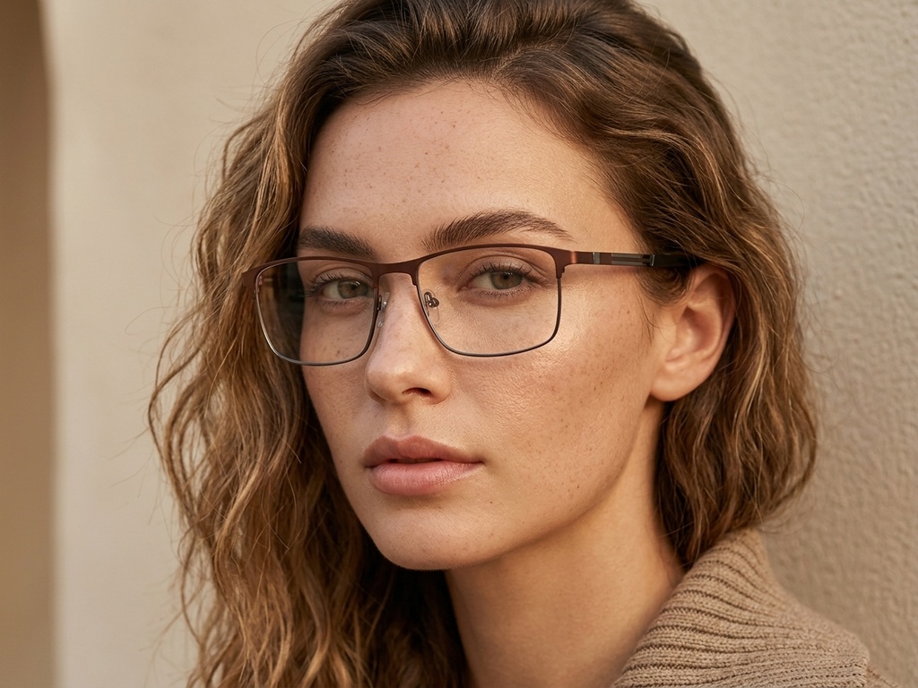 BS2425-1169_Brown_Rectangular_Metal_Glasses_corner-tryon_female