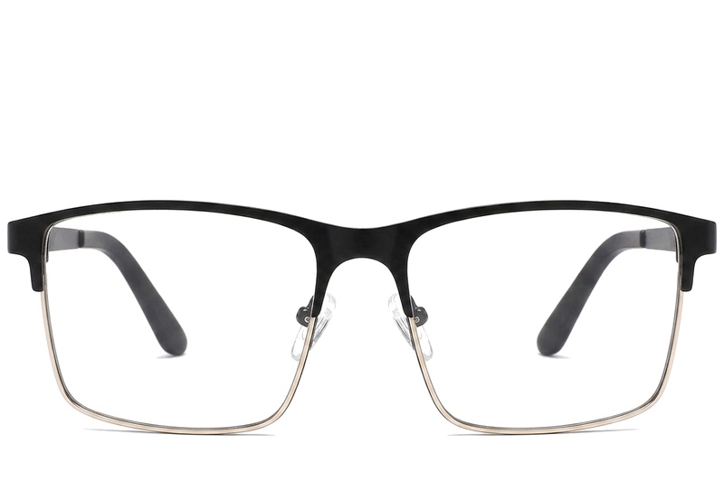 BS2425-1180_Black_Rectangular_Metal_Glasses_corner-front