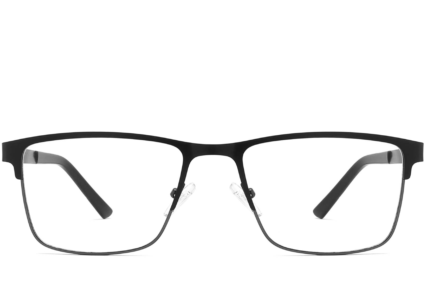 BS2425-1188_Black_Rectangular_Metal_Glasses_front
