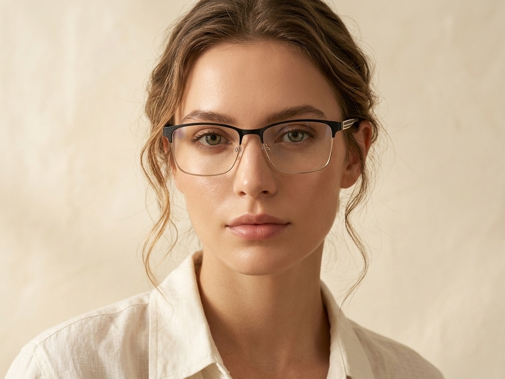 BS2425-1190_Black_Rectangular_Metal_Glasses_corner-tryon_female