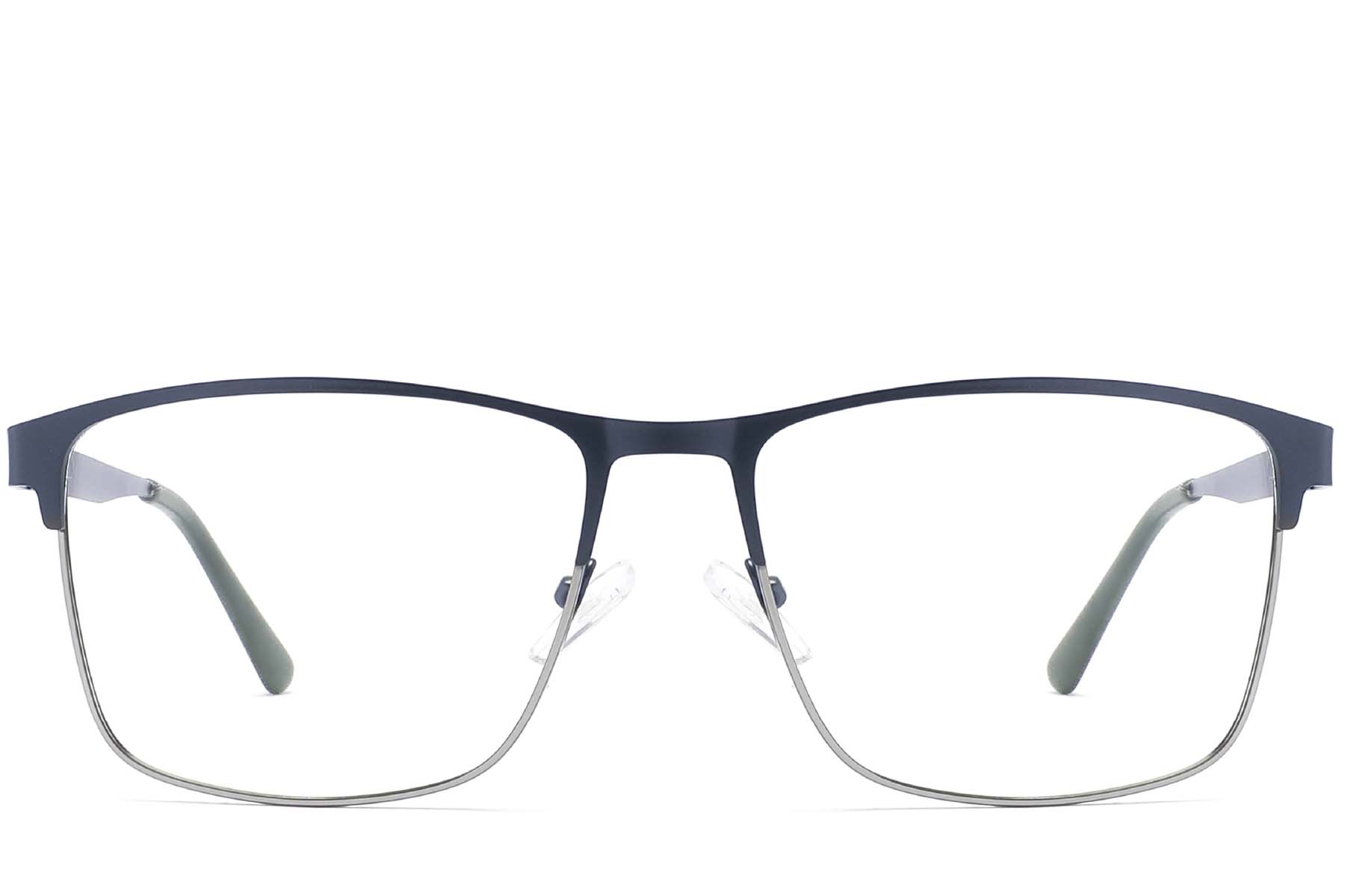 BS2425-1191_Blue_Rectangular_Metal_Glasses_front