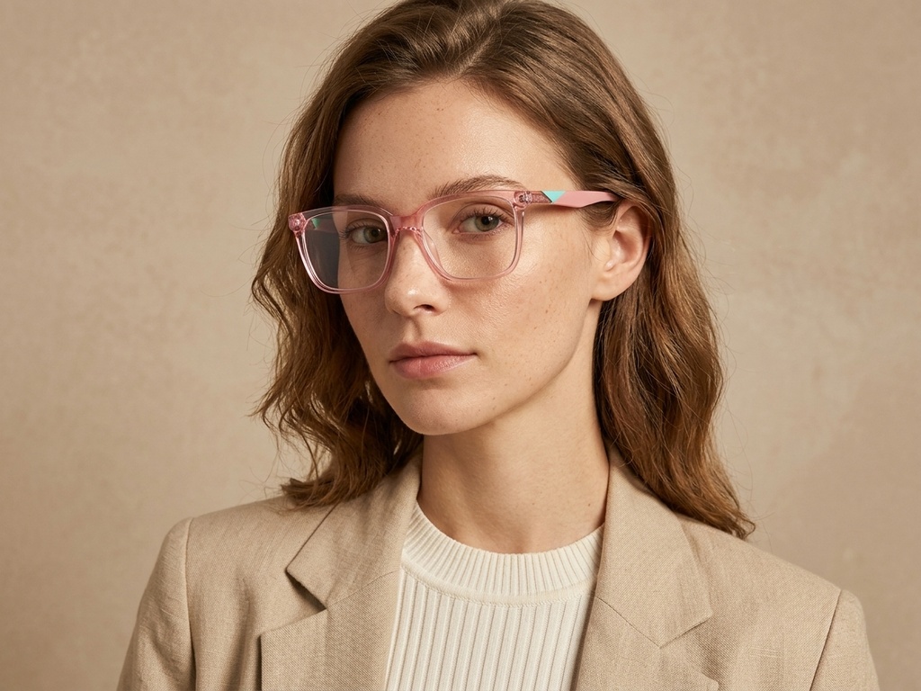 BS2425-1452_Pink_Rectangular_Acetate_Glasses_corner-tryon_female
