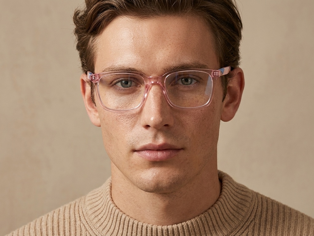 BS2425-1453_Pink_Rectangular_Acetate_Glasses_corner-tryon_male