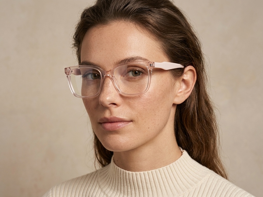 BS2425-1461_Pink_Rectangular_Acetate_Glasses_corner-tryon_female