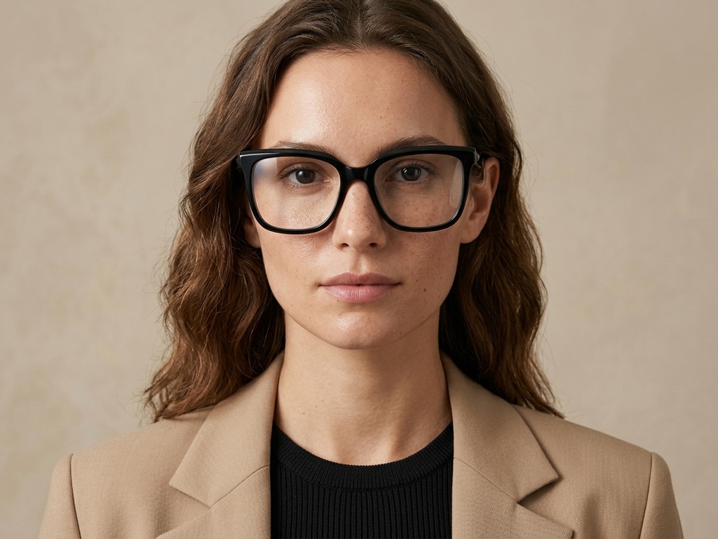 BS2425-1462_Black_Rectangular_Acetate_Glasses_corner-tryon_female