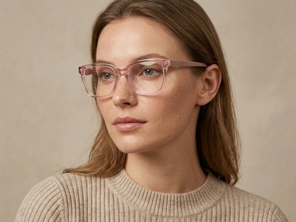 BS2425-1466_Pink_Rectangular_Acetate_Glasses_corner-tryon_female