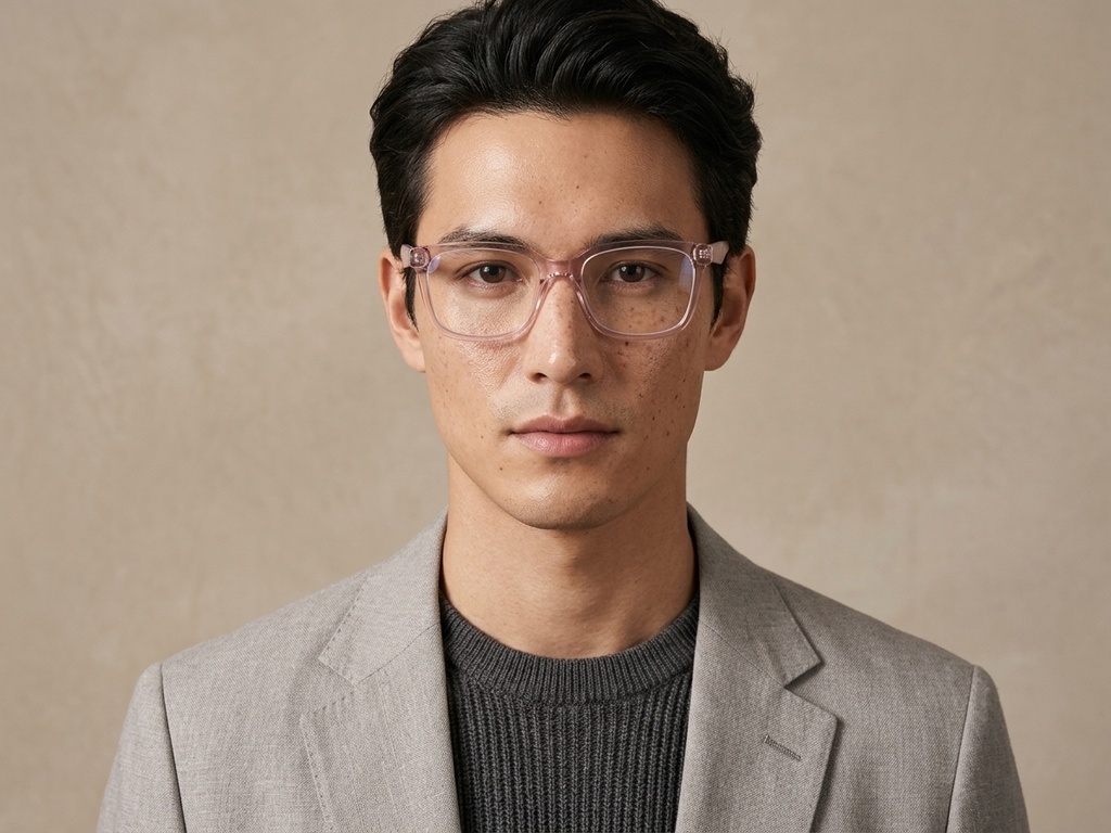 BS2425-1466_Pink_Rectangular_Acetate_Glasses_corner-tryon_male