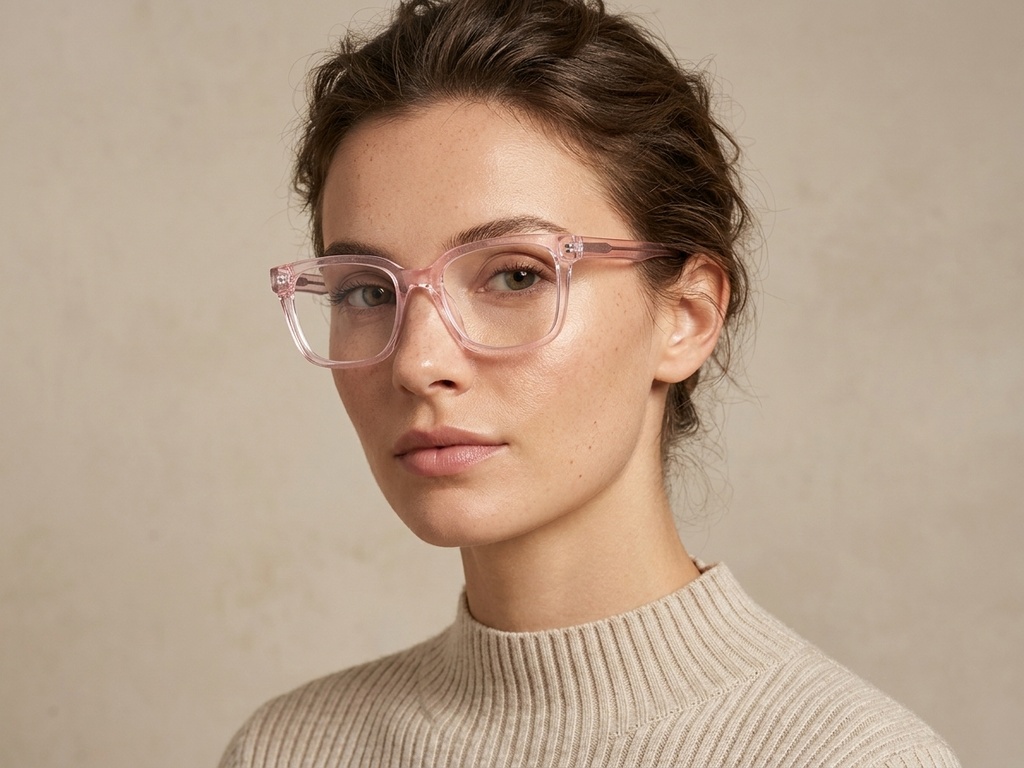 BS2425-1469_Pink_Rectangular_Acetate_Glasses_corner-tryon_female