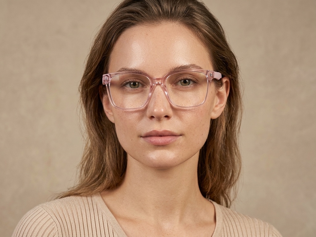 BS2425-1483_Pink_Rectangular_Acetate_Glasses_corner-tryon_female