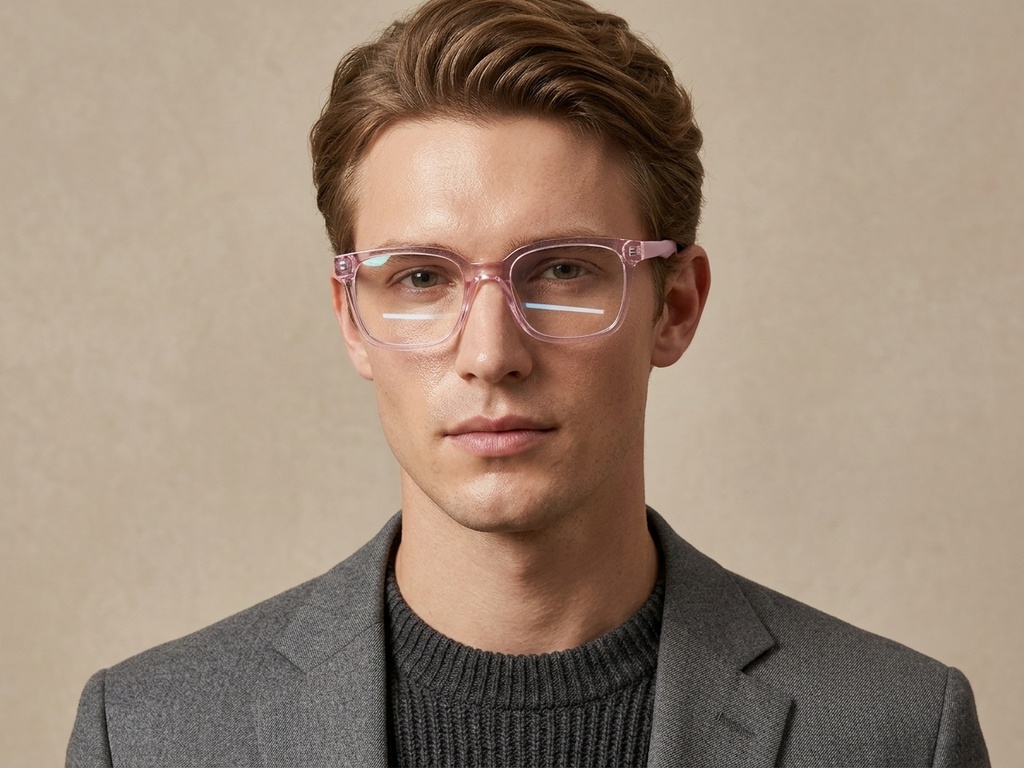 BS2425-1483_Pink_Rectangular_Acetate_Glasses_corner-tryon_male