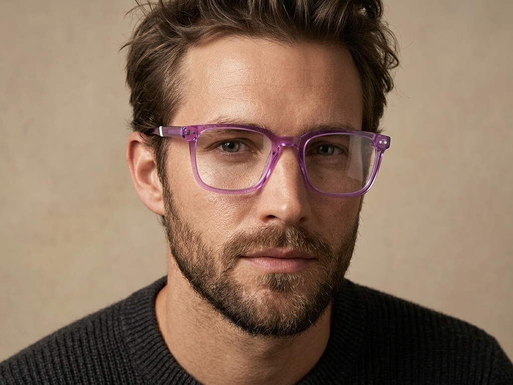 BS2425-1500_Purple_Rectangular_Acetate_Glasses_corner-tryon_male