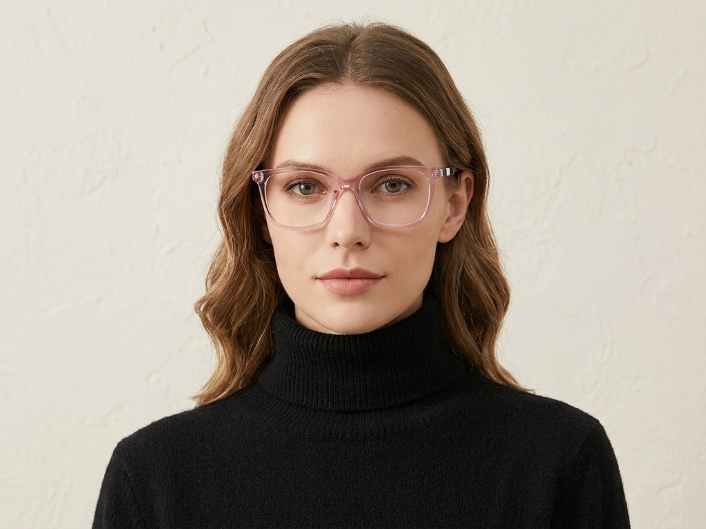 BS2425-1535_Pink_Rectangular_Acetate_Glasses_corner-tryon_female