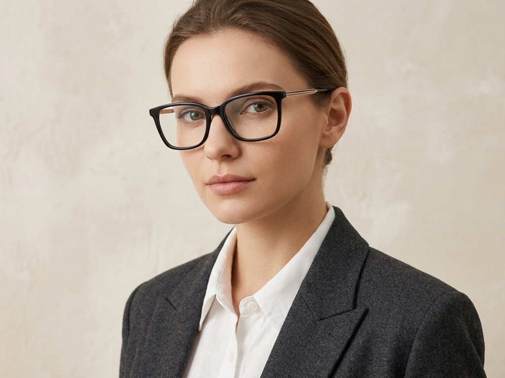 BS2425-1545_Black_Rectangular_Acetate_Glasses_corner-tryon_female